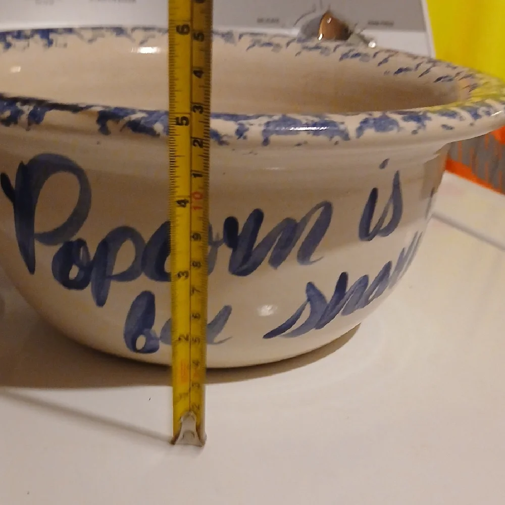 Vintage Blue and Cream Popcorn Bowl